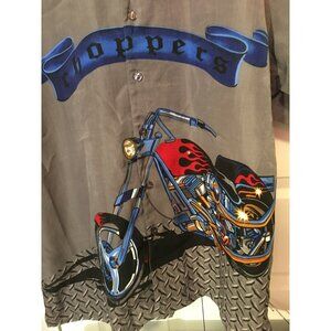 Vtg Malibu Dreams Choppers Motorcycle Men’s Sz L Gray Blue‎ Red Black